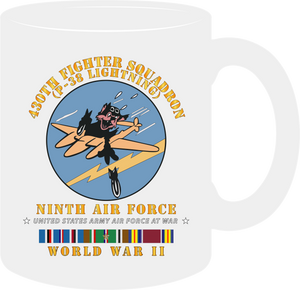 United States Army Air Forces - 430th Fighter Squadron - P38 Lightning - 9th Air Force - World War II with EUR Service Ribbons - Mug