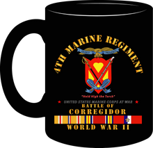Load image into Gallery viewer, United States Marine Corps - 4th Marine Regiment - Battle of Corregidor - World War II with Pacific Service Ribbons - Mug

