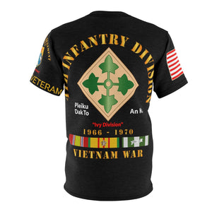 All Over Printing - 1st Bn, 12th Infantry - 4th Infantry Division w Vietnam Service - Front Back - LR Sleeve