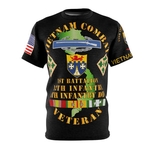 All Over Printing - 1st Bn, 12th Infantry - 4th Infantry Division w Vietnam Service - Front Back - LR Sleeve