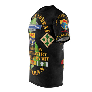 All Over Printing - 1st Bn, 12th Infantry - 4th Infantry Division w Vietnam Service - Front Back - LR Sleeve