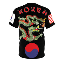 Load image into Gallery viewer, AOP - Black Shirt with Korea Dragon and Flags
