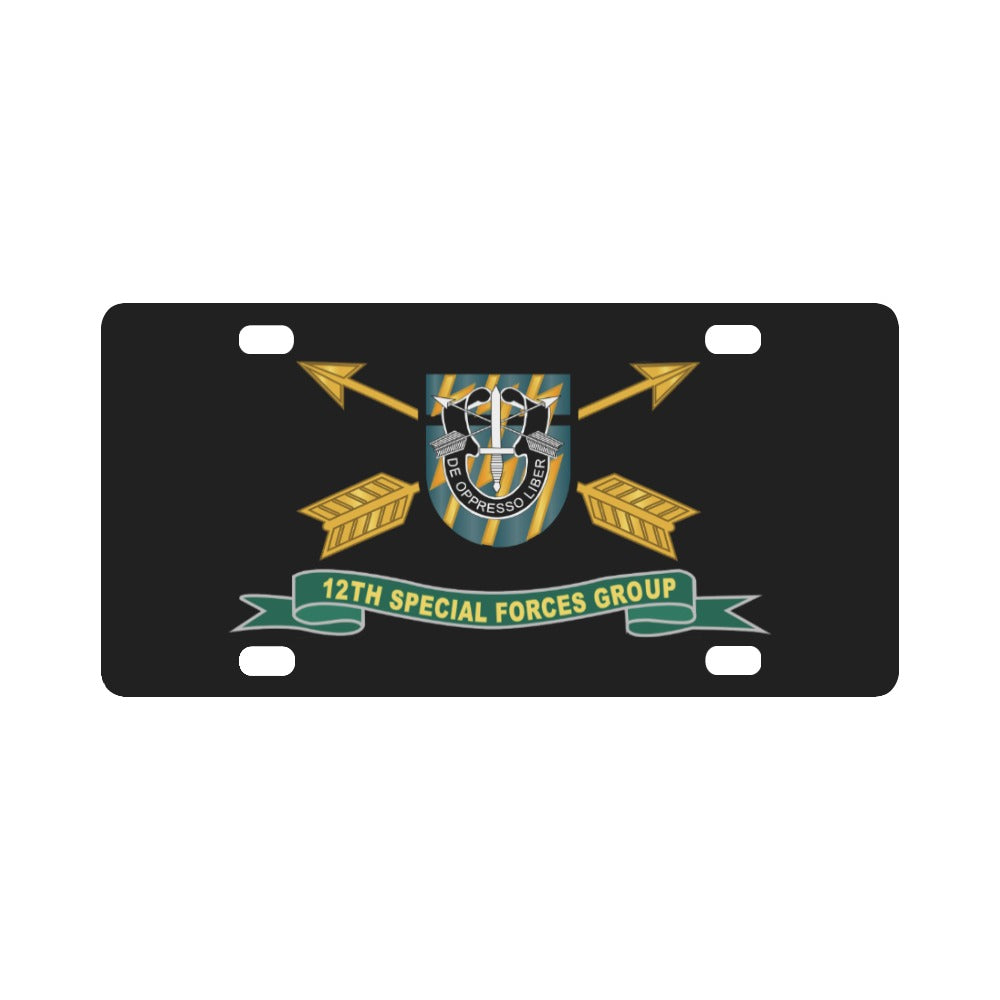 Army - 12th Special Forces Group - Flash w Br - Ribbon X 300 Classic License Plate