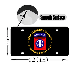 [Made in USA] Custom Aluminum Automotive License Plate 12" x 6" - Army - 82nd Airborne Division - Operation Urgent Fury