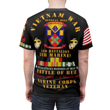 Load image into Gallery viewer, Unisex AOP Tee - USMC - Vietnam War Veteran - 2nd Battalion, 5th Marines - Battle of Hue - 31 Jan 1968 – 2 Mar 1968 - w CAR VN SVC
