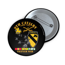 Load image into Gallery viewer, Custom Pin Buttons - Army - 9th Cavalry (Air Cav) - 1st Cav Division w SVC
