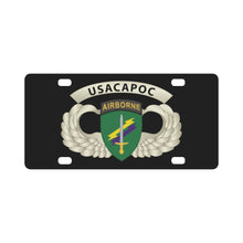 Load image into Gallery viewer, Army - USACAPOC Wings with Wing Tab Classic License Plate
