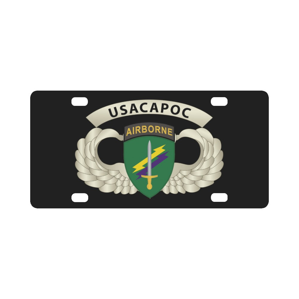 Army - USACAPOC Wings with Wing Tab Classic License Plate