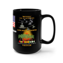 Load image into Gallery viewer, Black Mug 15oz - Army - 134th Assault Helicopter Company and &quot;Devils&quot; Gunships with Vietnam Service Ribbons
