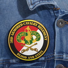 Load image into Gallery viewer, Custom Pin Buttons - Army - 3rd Armored Cavalry Regiment DUI - Red White - Blood and Steel
