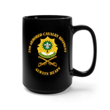 Load image into Gallery viewer, Black Mug 15oz - Army - 2nd Armored Cavalry Regiment DUI - Always Ready
