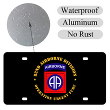 Load image into Gallery viewer, [Made in USA] Custom Aluminum Automotive License Plate 12&quot; x 6&quot; - Army - 82nd Airborne Division - Operation Urgent Fury
