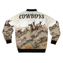 Load image into Gallery viewer, Men&#39;s AOP Bomber Jacket - Old West Cowboys Wrangling the Herd
