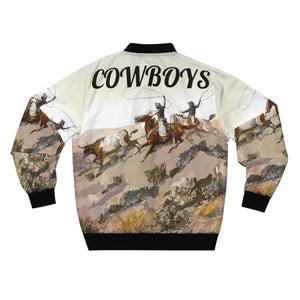 Men's AOP Bomber Jacket - Old West Cowboys Wrangling the Herd