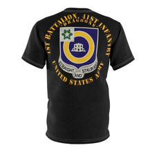 Load image into Gallery viewer, Unisex AOP Cut &amp; Sew Tee - 1st Battalion, 41st Infantry regiment (Pocket Area), 41st Infantry Regiment Unit Crest on Back
