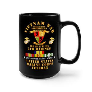 Black Mug 15oz - USMC - Vietnam War Veteran - 3rd Bn, 5th Marines w CAR VN SVC