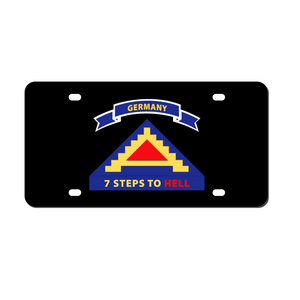 [Made in USA] Custom Aluminum Automotive License Plate 12" x 6" - Army - 7th United States Army  w 7 Steps Hell w Scroll