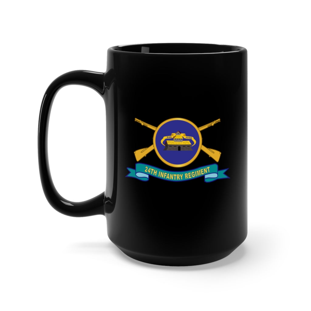 Black Mug 15oz - Army - 24th Infantry Regiment w Br - Ribbon X 300