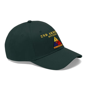 Unisex Twill Hat - 2nd Armored Division - Shoulder Sleeve Insignia (SSI) without Text - "Hell on Wheels"  - Direct to Garment (DTG) Printed