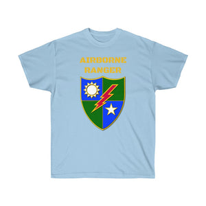 Unisex Ultra Cotton Tee - Airborne Ranger with Crest - Airborne Infantry - Mass Tactical Airborne Operation with Ranger Infantry Branch