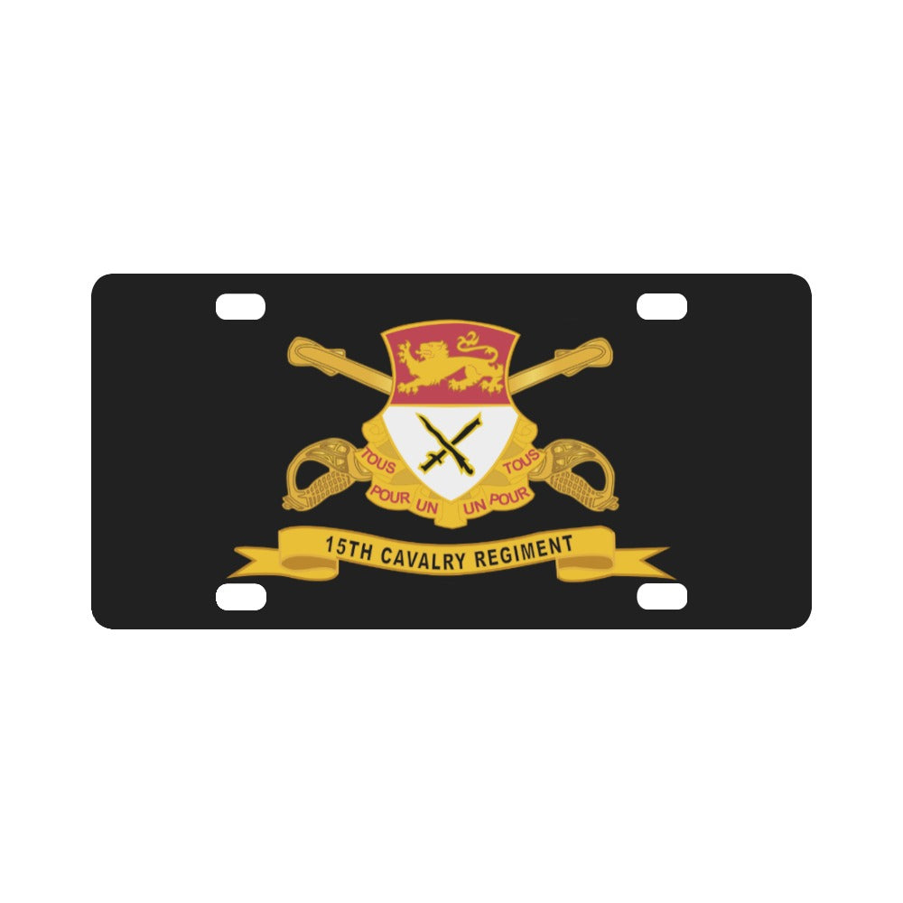 Army - 15th Cavalry Regiment w Br - Ribbon Classic License Plate