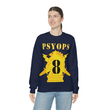 Load image into Gallery viewer, Unisex Heavy Blend Crewneck Sweatshirt - Army - PSYOPS w Branch Insignia - 8th Battalion Numeral - Line X 300 - Hat
