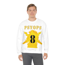 Load image into Gallery viewer, Unisex Heavy Blend Crewneck Sweatshirt - Army - PSYOPS w Branch Insignia - 8th Battalion Numeral - Line X 300 - Hat
