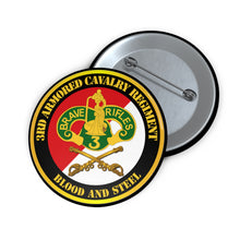 Load image into Gallery viewer, Custom Pin Buttons - Army - 3rd Armored Cavalry Regiment DUI - Red White - Blood and Steel
