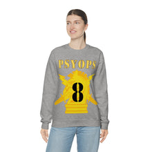 Load image into Gallery viewer, Unisex Heavy Blend Crewneck Sweatshirt - Army - PSYOPS w Branch Insignia - 8th Battalion Numeral - Line X 300 - Hat
