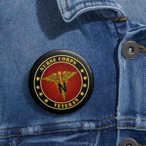 Custom Pin Buttons - Army - Nurse Corps Veteran