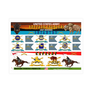 Horizontal Matte Poster - United States Army "Buffalo Soldier" Unit Insignia - Infantry and Cavalry