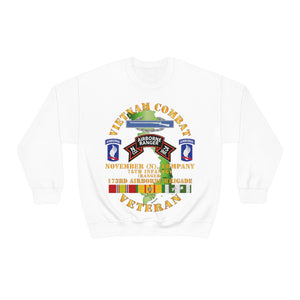 Unisex Heavy Blend Crewneck Sweatshirt - Army - Vietnam Combat Vet - N Co 75th Infantry (Ranger) - 173rd Airborne Bde SSI