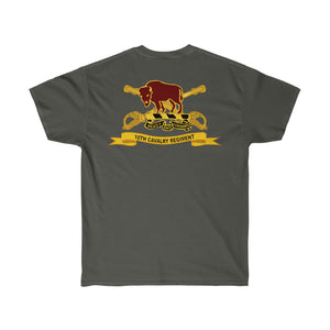 Unisex Ultra Cotton Tee -  Army - 10th Cavalry Regiment w Br - Ribbon - Back Print