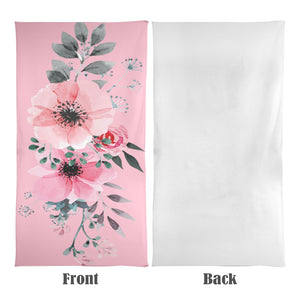 Beach Towel - Flower with Leaves on Pink