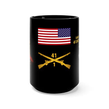 Load image into Gallery viewer, Black mug 15oz -  Cold War Veteran - 1st Battalion, 41st Infantry Regiment with M113/Guidon with Cold War Service Ribbons
