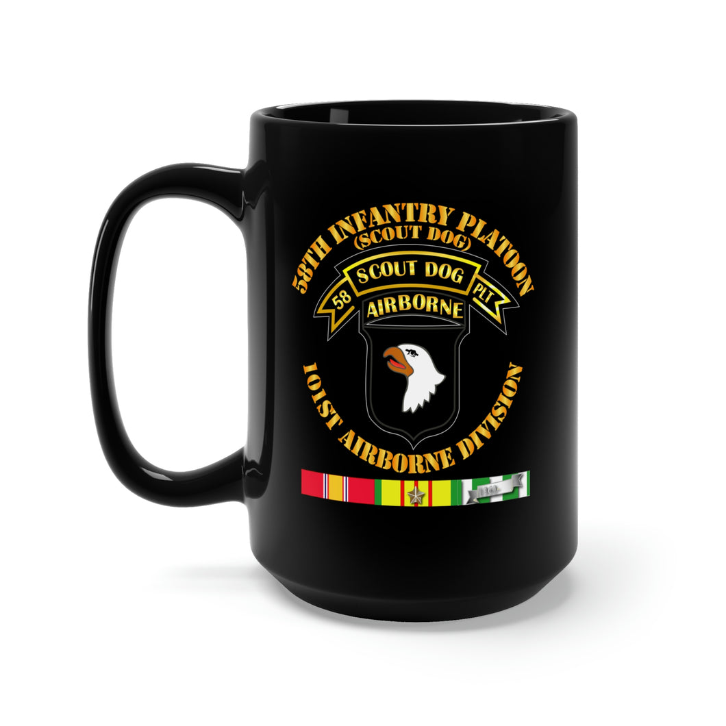 Black Mug 15oz - Army - 58th Infantry Platoon - Scout Dog - w VN SVC