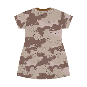 All Over Print T-Shirt Dress - Military Chocolate Chip Desert Camouflage