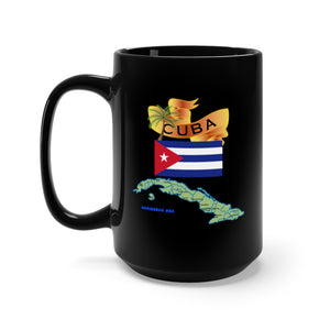 Black Mug 15oz - Cuba - Cuba with Palm and Map Green X 300