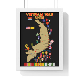 Premium Framed Vertical Poster - Map - Vietnam Units - 3 wo DS - Black