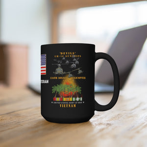 Black Mug 15oz - Army - 134th Assault Helicopter Company and "Devils" Gunships with Vietnam Service Ribbons