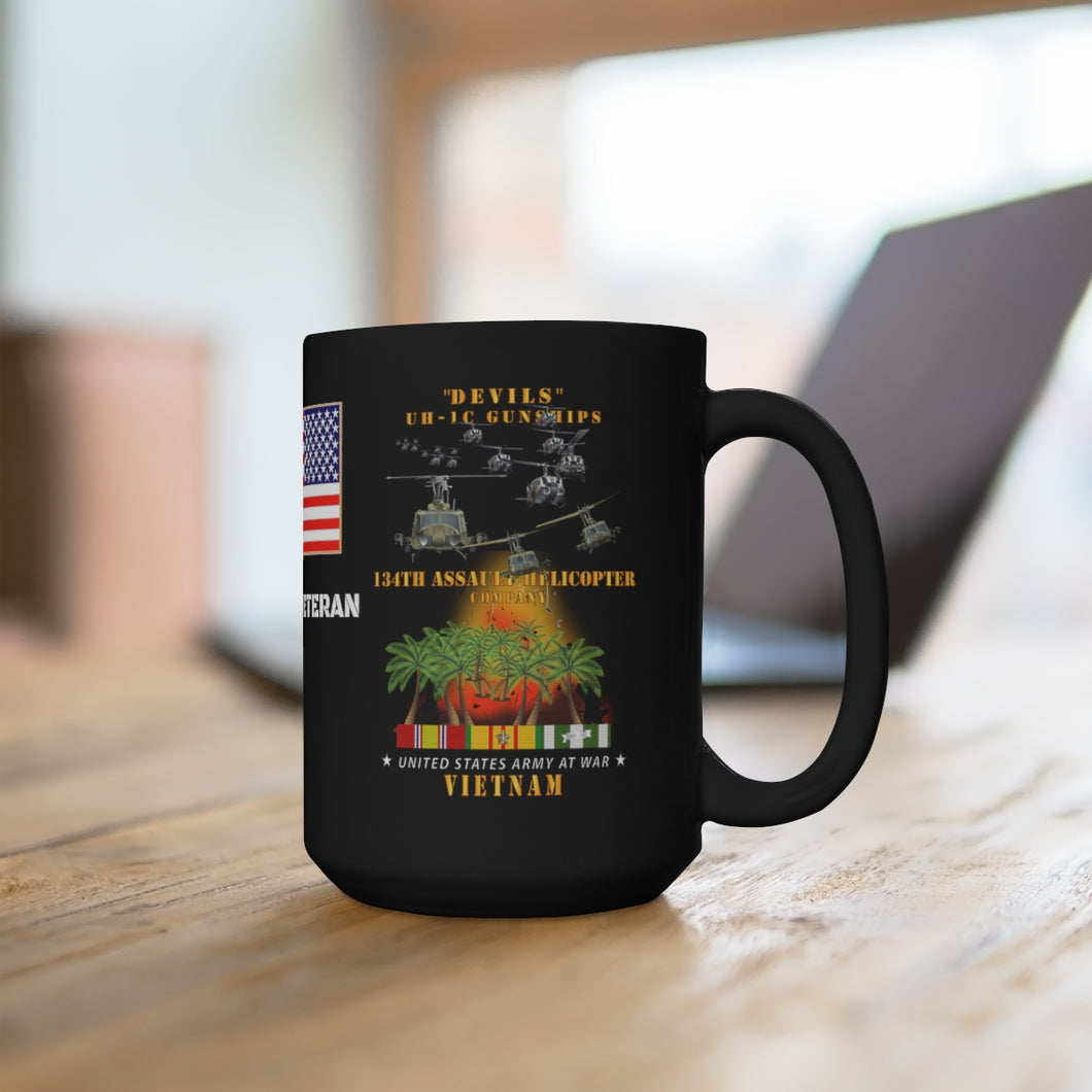 Black Mug 15oz - Army - 134th Assault Helicopter Company and 