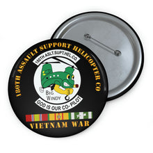 Load image into Gallery viewer, Custom Pin Buttons - Army - 180th ASHC  w VN SVC
