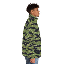 Load image into Gallery viewer, Men&#39;s Puffer Jacket (AOP) - Vietnam Military Tiger Stripe Jungle Camouflage
