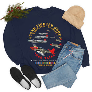 Unisex Heavy Blend Crewneck Sweatshirt - Army - AAC - 332nd Fighter Group - Red Tails - Protect Force