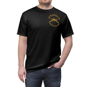 Unisex AOP Cut & Sew Tee - 1st Battalion, 41st Infantry regiment (Pocket Area), 41st Infantry Regiment Unit Crest on Back