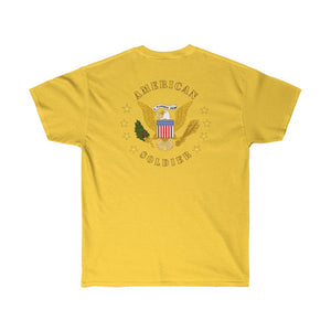 Unisex Ultra Cotton Tee - Army - 57th Artillery Brigade - Shoulder Sleeve Insignia (SSI) with Artillery Branch and Ribbon - American Patriot