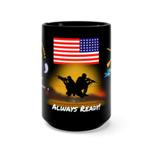 Load image into Gallery viewer, Black Mug 15oz - Army - 29th Infantry Division (Light), "The Blue and Gray", USAR - Always Ready
