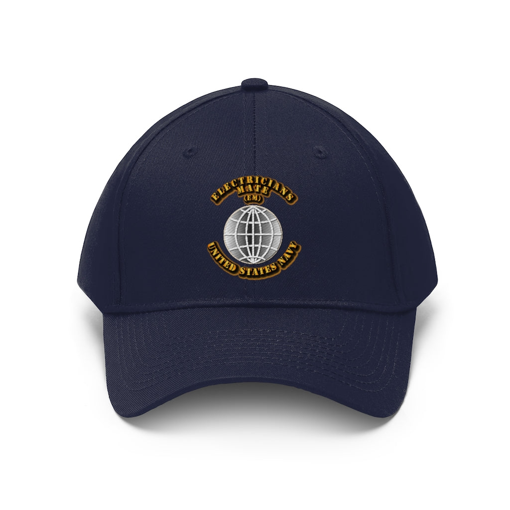 Unisex Twill Hat - Navy - Rate - Navy Electricians Mate - Direct to Garment (DTG) - Printed