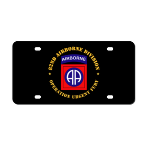 [Made in USA] Custom Aluminum Automotive License Plate 12" x 6" - Army - 82nd Airborne Division - Operation Urgent Fury