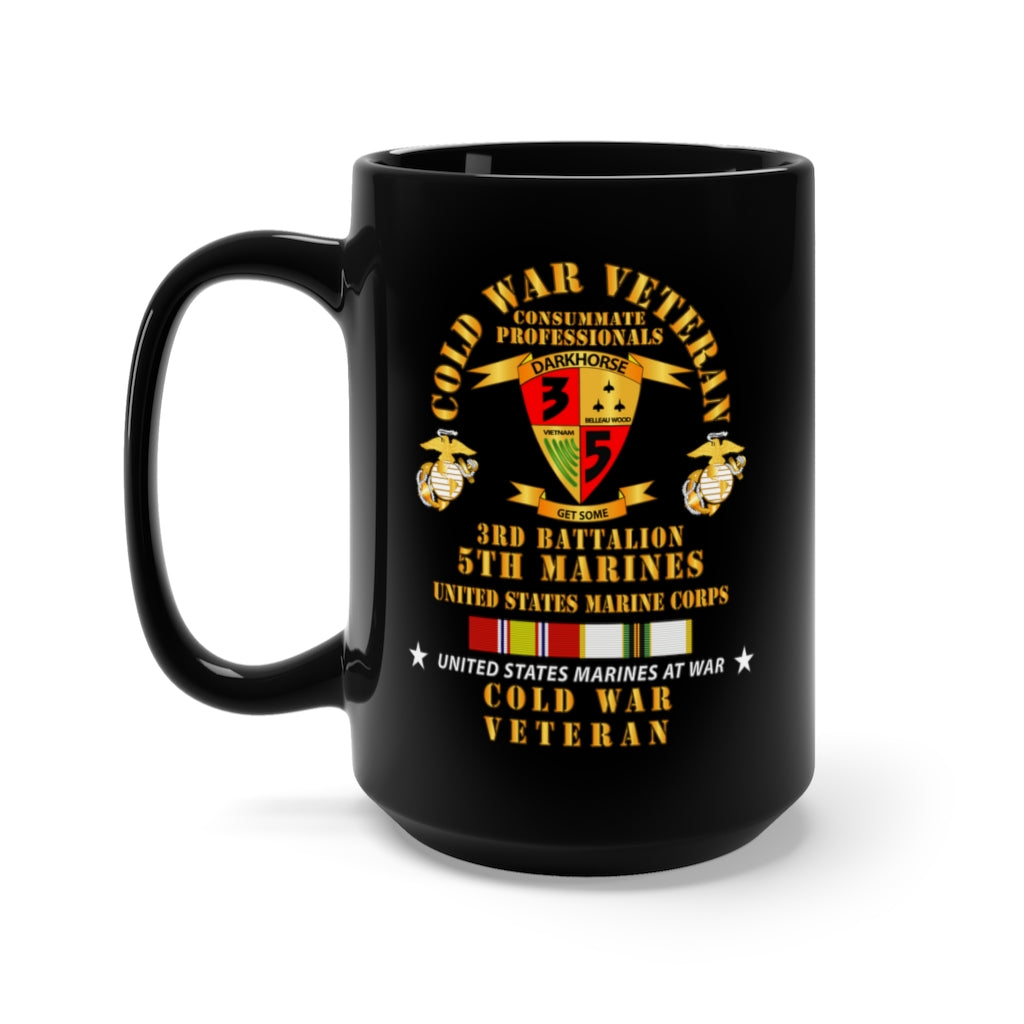 Black Mug 15oz - USMC - Cold War Vet - 3rd Bn, 5th Marines w COLD SVC X 300
